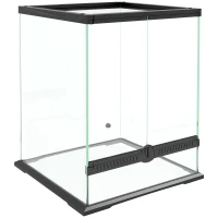 PawHut Terrarium dla gadów z funkcją zabezpieczenia przed ucieczką, Wentylacja, 120L Terrarium szklane z zarządzaniem kablami, dla amfibii pająka, Metal, Czarny, 45 x 45 x 60 cm(m-1)