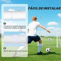 HOMCOM Portería de Fútbol con Soporte de Metal y Red para Entrenamiento de Fútbol en Jardín Aire Libre 186x62x123 cm Blanco(m-4)