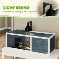 Drewniany domek dla żółwi, z 2 głównymi domkami, Szary(m-7)