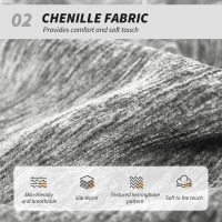 HOMCOM Armless Office Chair No Wheels, Chenille Fabric Criss Cross Legged Desk Chair with Wide Seat, Double-Tier Padding, Tilt Function, Height Adjustable Swivel Computer Seat for Home, Grey(m-5)