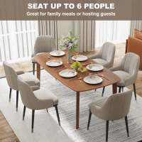 HOMCOM 150 cm Rectangular Dining Table, Rustic Kitchen Table with Solid Wood Frame and Large Tabletop for Dining Room, Living Room, Home Office, Light Brown(m-4)