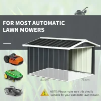 Outsunny Schowek na robota koszącego, garaż, zadaszenie dla robota koszącego, ochrona przed słońcem i deszczem dla robota koszącego, Ocynkowana stal, 86 x 100 x 63cm, Ciemnoszary(m-6)
