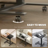 HOMCOM Biurko Regulowane Stojąco-Siedzące w Kształcie Litery C z Kółkami do Pracy w Domu i Biurze Czarne Nośność do 70 kg 65 x 48 x 70-110 cm(m-6)