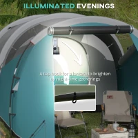 Outsunny Namiot tunelowy, Namiot kempingowy dla 3 osób, Namiot rodzinny z 2 pokojami, Torba transportowa, 3000mm wodoodporny Namiot grupowy, do ogrodu, kempingu, niebieski(m-5)