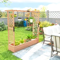 Outsunny Fir Wood 171 x 39 cm Planter and Trellis Garden Bed(m-8)