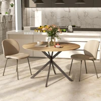 HOMCOM Round Dining Table for 4, 120 cm Industrial Kitchen Table with Steel Legs for Dining Room, Oak(m-8)