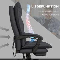 Vinsetto Krzesło Biurowe z Masażem, Regulowana Wysokość 114-121,5 cm, Obracany Fotel z Funkcją Grzewczą, Komputerowe Krzesło z Podnóżkiem, Mikrofibra, Ciemnoszary(m-5)