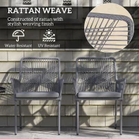 Zestaw 2 krzeseł ogrodowych z rattanu, z podłokietnikami(m-5)