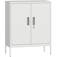 HOMCOM Szafka na dokumenty, zamykana biurowa szafka z 2 drzwiami, 2 regulowanymi półkami, zamek, szafka do przechowywania z stali, do biura, pokoju pracy, 80 x 40 x 100 cm, Biała