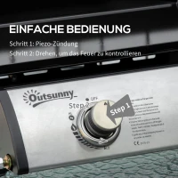 Grill stołowy gazowy z 2 palnikami, wąż do gazu, BBQ(m-5)