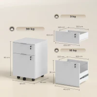 HOMCOM Two-Drawer Lockable Filing Cabinet - White(m-3)