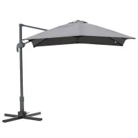 Outsunny Ombrellone da Giardino a Manovella 245x245cm con Rotazione 360° Parasole Regolabile Grigio(m-11)