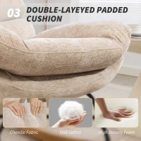 HOMCOM Fotel Bujany z Oparciem i Miejscem na Siedzenie w Pozycji na Krawędzi, Kremowy(m-6)