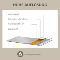 HOMCOM Asymetryczne Lustro Ścienne, 80 x 60 cm, z Ramą Drewnianą, Obróbka Antyoksydacyjna, Lustro Dekoracyjne do Łazienki, Salonu, Korytarza, Sypialni, Naturalne(m-6)