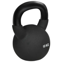 HOMCOM Kettlebell 10 KG, Kula Hantelowa z Żeliwa z Ochronną Powłoką Neoprenową, Kettlebell do Treningu Siłowego, Podnoszenia Ciężarów, Kondycji i Core - Czarny(m-1)