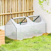 Outsunny Mini Greenhouse Portable Flower Planter Tomato Vegetable House for Garden Backyard with Zipper 120 x 60 x 60 cm, White(m-9)