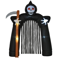 HOMCOM Halloween Nadmuchiwany Łuk z Kosiarzem 2,85 m Wielka Dekoracja z Oświetleniem LED, Dekoracje na Imprezy Wewnętrzne i Zewnętrzne