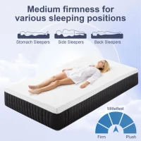 Materac HOMCOM 90x200 cm, Wysokość 25 cm, Ergonomiczny Materac Sprężynowy z Pianką Memory, 7-Strefowy, Stopień Twardości H3, Certyfikaty Oeko-TEX & CertiPUR(m-6)