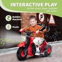 AIYAPLAY Elektryczny Motocykl dla Dzieci, 6V Motocykl dla Dzieci z Muzyką i Bąbelkami, Pojazd z Reflektorem, 2,5-3 km/h, 2-5 lat, max. 30 kg, Czerwony(m-4)