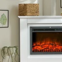 HOMCOM Kominek elektryczny z ogrzewaniem, efekt płomienia LED 3D, 2 poziomy mocy, 2000W, funkcja startu adaptacyjnego, pilot zdalnego sterowania, timer, ochrona przed przegrzaniem, biały(m-9)