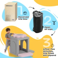 AIYAPLAY Klocki piankowe dla dzieci 12 sztuk, zestaw z mini-piłeczkowym, duże klocki wspinaczkowe, szary kord(m-7)