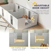 PawHut Whelping Box for Dogs and Puppies, Dog Whelping Pen, Dog Birth Supplies Indoor with Removable Adjustable Height Doors, for Medium Sized Dogs, 196L x 96W x 48Hcm(m-4)