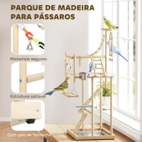 PawHut Parque de Jogos para Pássaros Suporte de Madeira para Pássaros com Escadas Baloiço Brinquedo 48x38x95 cm Madeira(m-4)