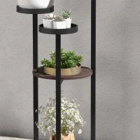 Outsunny Stojak na rośliny z drewna, regał na kwiaty z 5 poziomami, stojak na rośliny, schody na kwiaty, stojak na kwiaty do ogrodu, balkonu, brązowy, 28 x 28 x 87 cm(m-9)