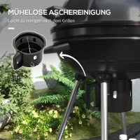 Outsunny Grill węglowy, grill ogrodowy z rusztem, kółkami, półką, tacką na popiół, wbudowanym termometrem do BBQ Metal Czarny 55 x 65 x 89 cm(m-7)