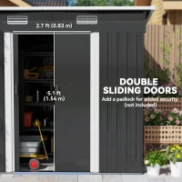 Outsunny Szopa na Narzędzia Metalowa 2,3 m² 207 x 130 x 182 cm Szopa z Dachem Płaskim Okno Fundament Drzwi Przesuwne Odporna na Warunki Pogodowe Domek Ogrodowy na Narzędzia dla Podwórka Czarny(m-5)