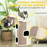 Domek dla kota PawHut, drapak 3 poziomy, beżowy(m-6)