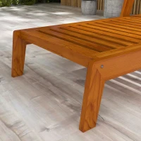 Outsunny Sonnenliege, Gartenliege aus Holz, Liegestuhl, Wetterfest Relaxliege für Balkon, Terrasse, do 120 kg obciążenia, Pomarańczowy, 66 x 190 x 73,5 cm(m-8)