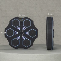 SPORTNOW Maszyna do Boksowania z Muzyką, elektroniczna maszyna do boksowania Bluetooth, 9 prędkości, 3 tryby, ściana do boksowania z inteligentnymi diodami LED, dla dorosłych, ćwiczenia w domu, Czarna(m-3)