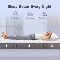 HOMCOM Materac 90x200 cm, wysokość 25,8 cm, 7-strefowy, ergonomiczny, z zdejmowanym, nadającym się do prania pokrowcem(m-6)