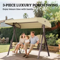 Outsunny Three-Seater Garden Swing Chair - Brown(m-7)