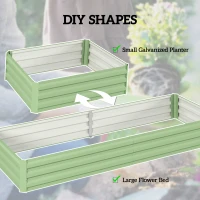 Outsunny Metal Raised Garden Bed Planter Box Outdoor Planters for Growing Flowers, Herbs, Green, Light Green(m-5)