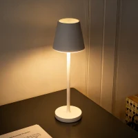 HOMCOM Lampada da Tavolo Portatile in Acrilico e Metallo da 3600mAh con Cavo di Ricarica, Ø11.2x36.5 cm, Bianco(m-11)