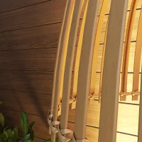 Outsunny Lampa podłogowa słoneczna, lampa podłogowa na zewnątrz, lampa stojąca USB, lampa solarna LED do wnętrz, wodoszczelna IP44, z regulacją jasności, bambus, naturalny(m-8)