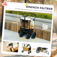 PawHut Dog Stroller, Puppy Buggy Cargo Trailer with Removable Adjustable Canopy, Storage Bag, Washable Cushion, Safety Leashes, Folding Pet Stroller for Large Dogs, Brown(m-7)