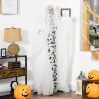 Outsunny 175cm Halloween Dekoracja Geisterbraut Hängend Skelett Schädel Augenglühen Horror-Geräusche mit Spezialeffekten und Soundfunktion In Lebensgröße Indoor Outdoor Deko(m-9)