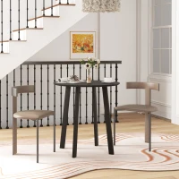 HOMCOM Stół obiadowy dla 2 osób, biała blat, metalowe nogi z nakładkami, Ø72 x 75H cm, Czarny(m-7)