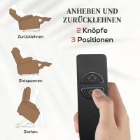 HOMCOM Fotel z funkcją podnoszenia elektryczny, fotel relaksacyjny z funkcją leżenia, funkcją ciepła i masażu, fotel TV z systemem sprężynowym, pilotem, kieszenią boczną i uchwytami na kubki, Brązowy(m-4)