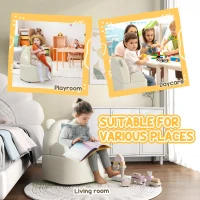 AIYAPLAY Fotel dla dzieci, sofa dziecięca z miękkim polaru misiowego, w kształcie misia, dla dzieci 1,5-3 lat, pokój dziecięcy, sala zabaw, Beżowy(m-7)