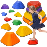 AIYAPLAY Stepping Stones Kids, 11PCs Balance Stepping Stones for Kids, Heart-Shaped Non-Slip Stackable River Stones, Sensory Toy for Balance & Motor Skills, Indoor & Outdoor Obstacle Courses(m-11)