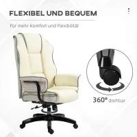 Ergonomiczny fotel biurowy z funkcją leżenia, kremowy(m-7)