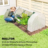 Outsunny Kas met PE-gaasfolie, winterbestendige foliekas van staal, kweekkas 200 x 100 x 80 cm wit(m-6)