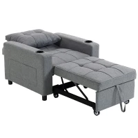 HOMCOM 3-in-1 Single Sofa Bed, Convertible Sleeper Chair Bed - Dark Grey(m-11)