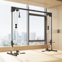 SPORTNOW Crossover stacja fitness z systemem kablowym, dla 1 lub 2 osób, stal, czarny(m-9)