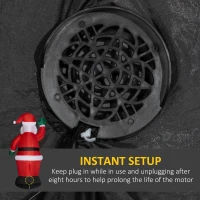 Nadmuchiwany Mikołaj Outsunny 184cm z oświetleniem LED, Wodoodporna Dekoracja Świąteczna Santa Claus do Wnętrza i Ogrodu, IP44(m-6)