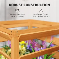 Outsunny Raised Garden Bed, Wooden Elevated Garden Planter with Trellis, Open Bottom, for Climbing Plants, Flowers, Fruits and Vegetables, Caramel Brown(m-4)